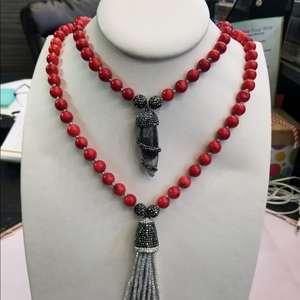 Sioro Double Strand Red Necklace